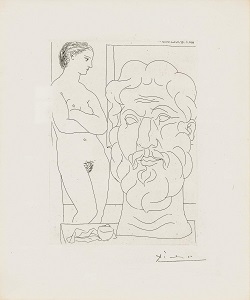 パブロ・ピカソ「Female Model and Big Sculpture」